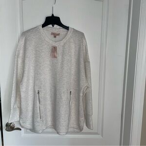 NWT Philosophy Cozy Classic Sweater Pullover with Zipper Details size 2X Oatmeal